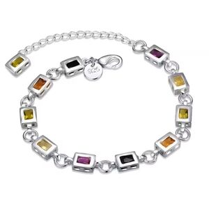 Brand New Elegant 925 Silver Bracelet with Multicolor Gemstones